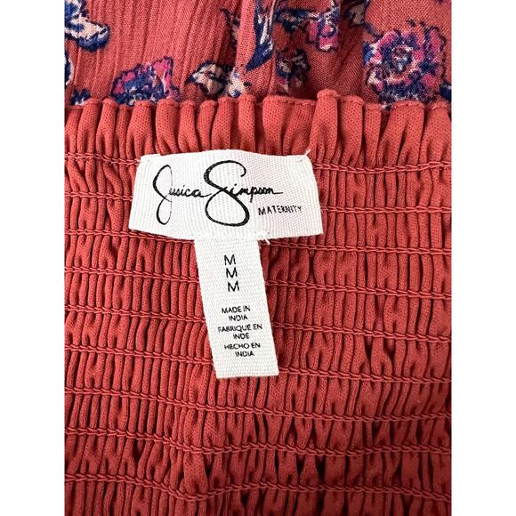 Jessica Simpson Maternity Orange w/Florals Maxi Halter Summer Dress Size M - Picture 7 of 10